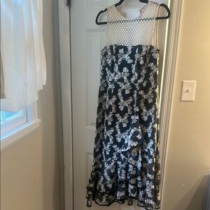 Nanette Lepore Black and White Floral Wedding Dress